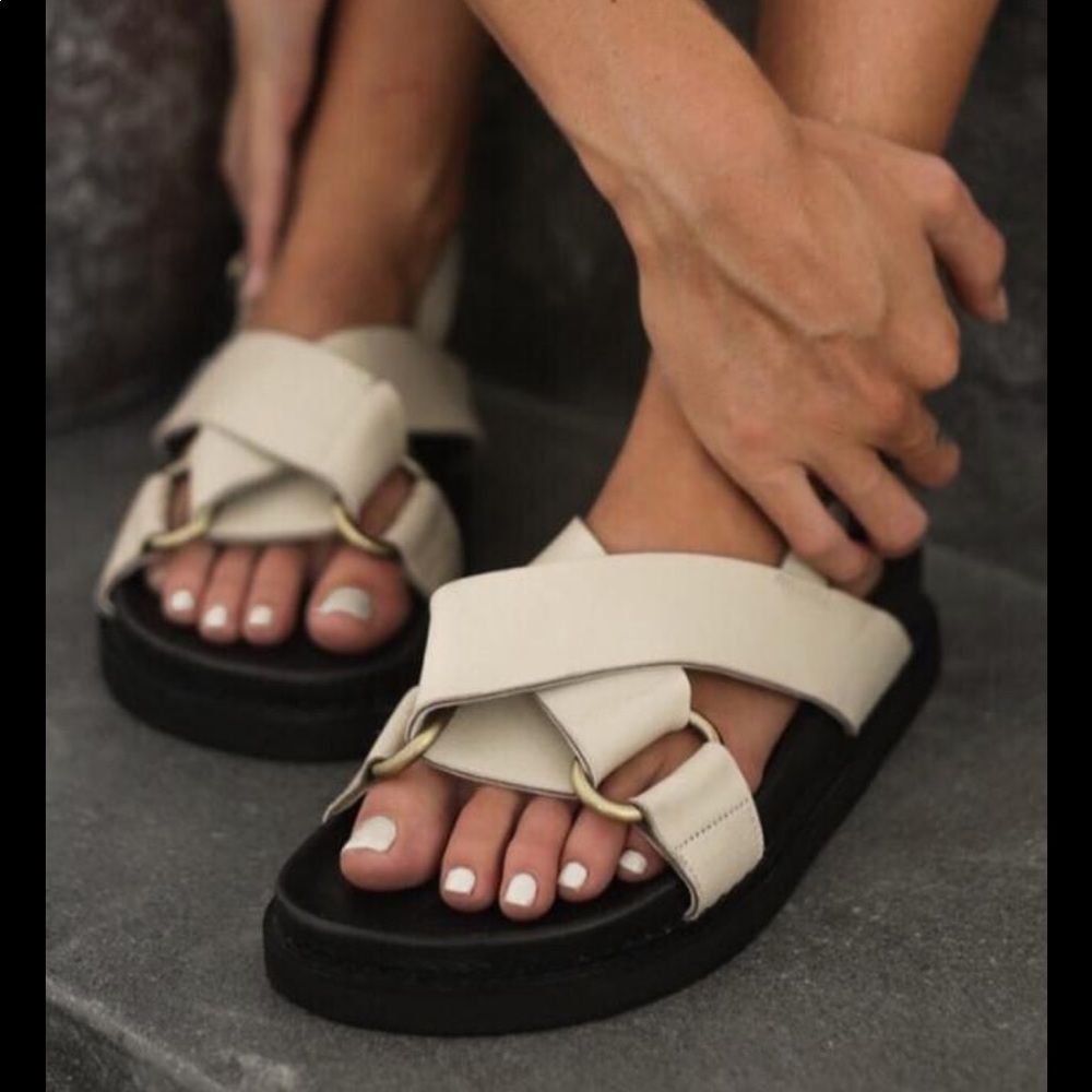 All Things Golden Alila Sandal - Bone, Sz 38